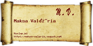 Maksa Valéria névjegykártya